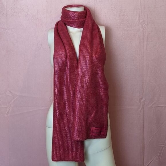 Kurt Geiger London Pink Be Kind Foil Metallic Scarf - Picture 1 of 5